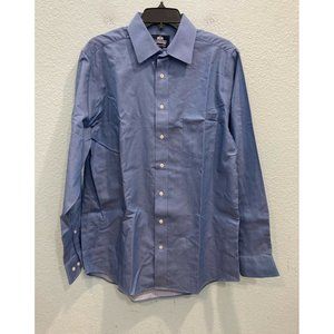 Stafford Shirt Mens 34/35 Blue Button Down Long Sleeve Collared Business Casual